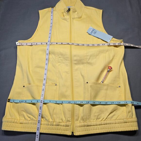 City Blues Yellow Vest NEW $48 Stretch Classic Full Zip Lightweight Women Size M - Picture 5 of 7